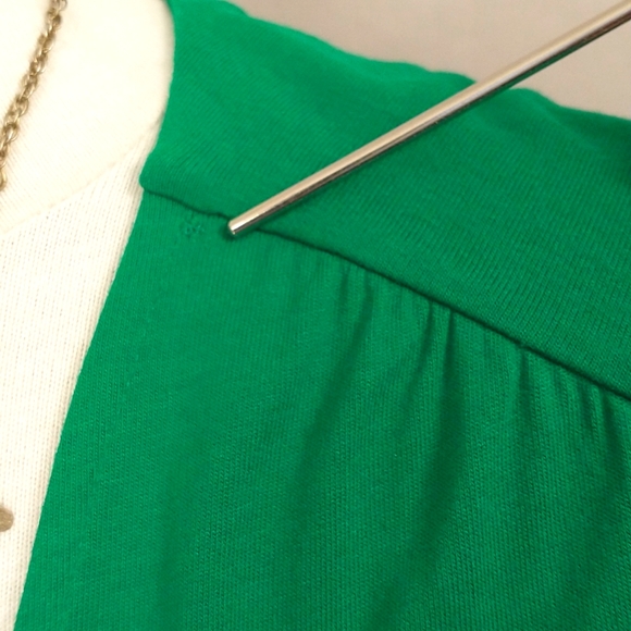 Emerald Green Knit Wrap Dress L K Bennett London Made in Portugal Ruffle sz 4-6 - Picture 7 of 10